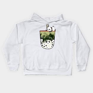 Panda Matcha Boba Milk Tea Kids Hoodie